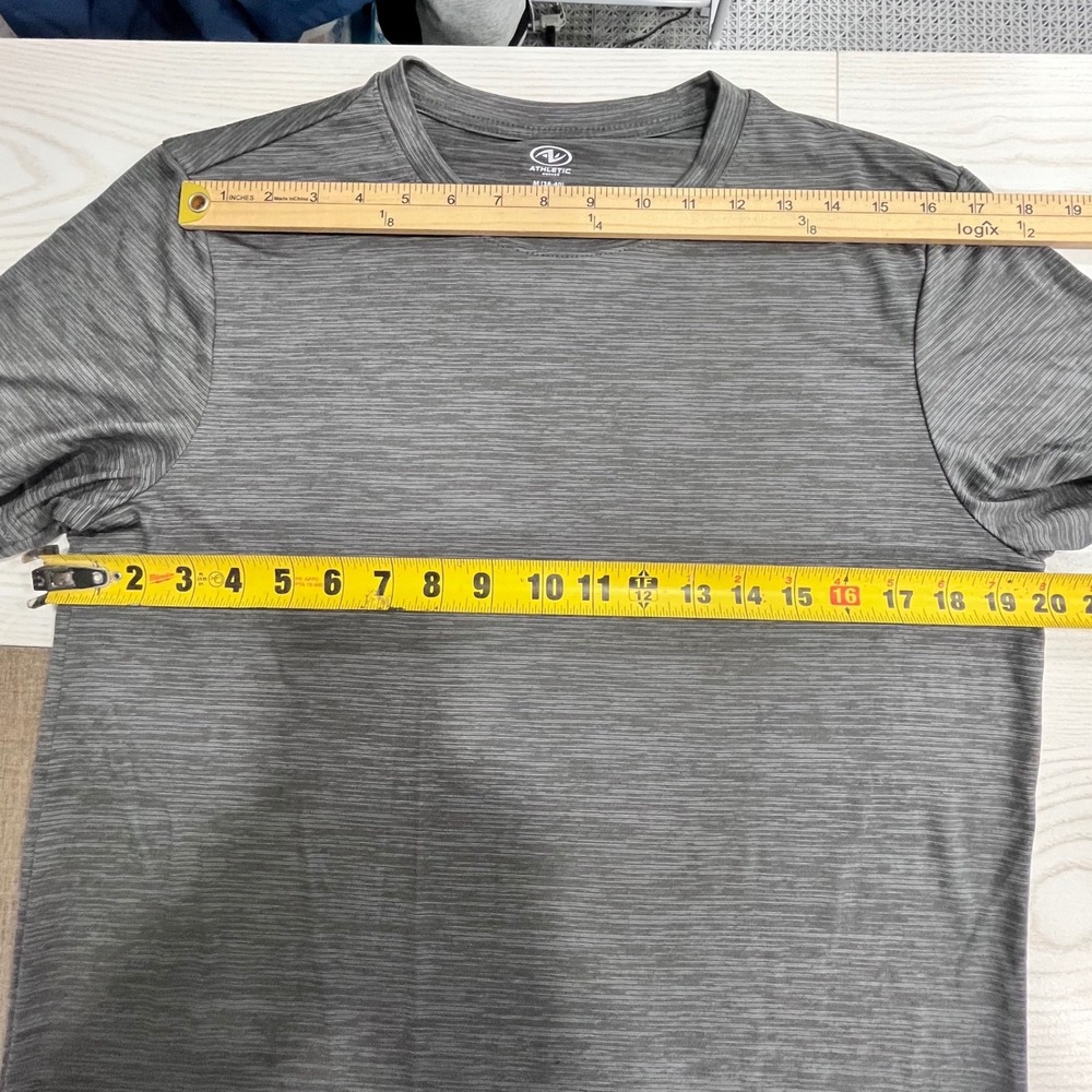2 - Athletic Works T-Shirts Mens Medium Gray Space Dye Performance Short Sleeve - Picture 6 of 7